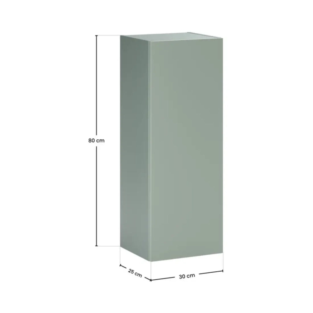 Mobili componibili OSTER 45cm – mobili sospesi verde salvia 1 porta e 6 nicchie arrotondate in rovere chiaro