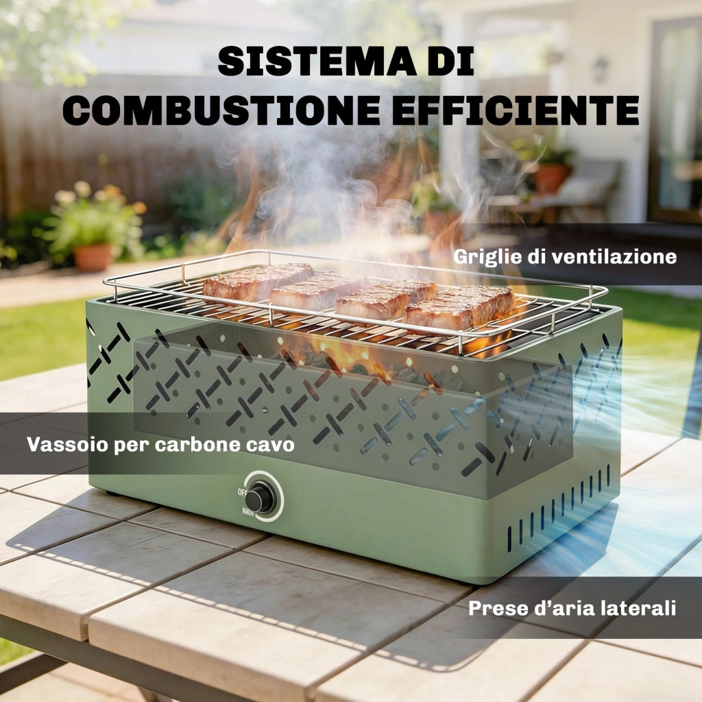 Barbecue Portatile a Carbone ¨C zephmum ¨C Verde Chiaro