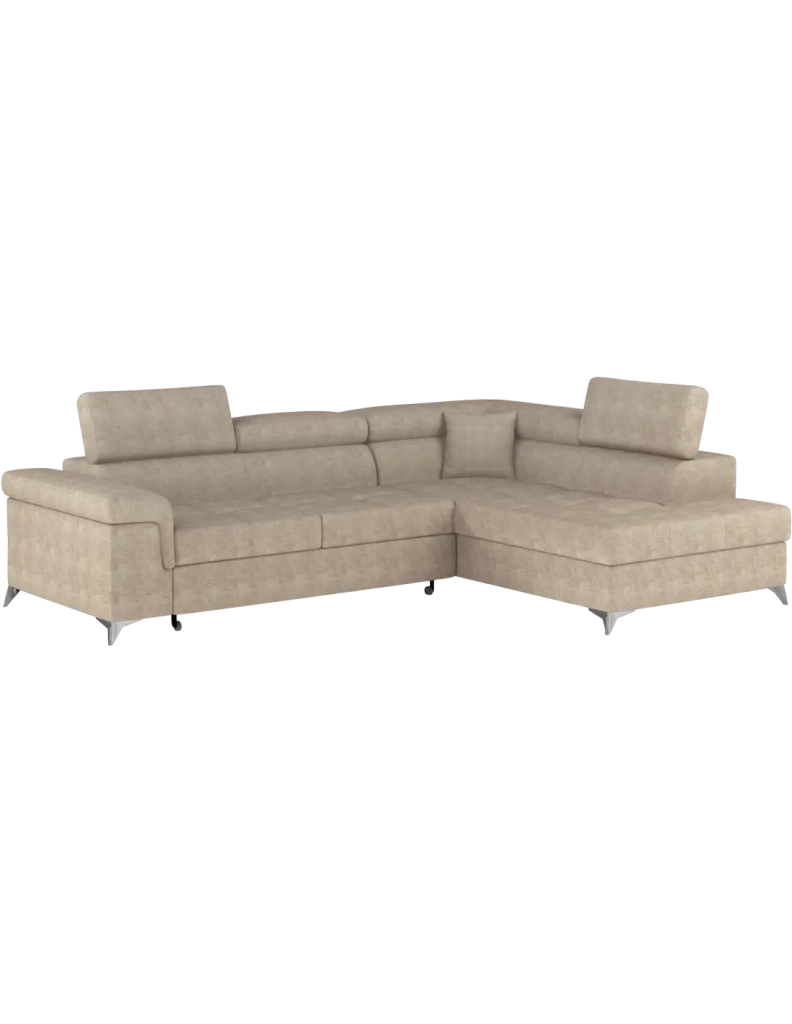 Divano angolare convertibile PALAZZO 4 posti beige – angolo destro con vano contenitore