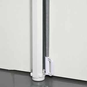 Cancelletto per Cani Estensibile 115x82,5 cm in Poliestere e Acciaio Bianco e Grigio