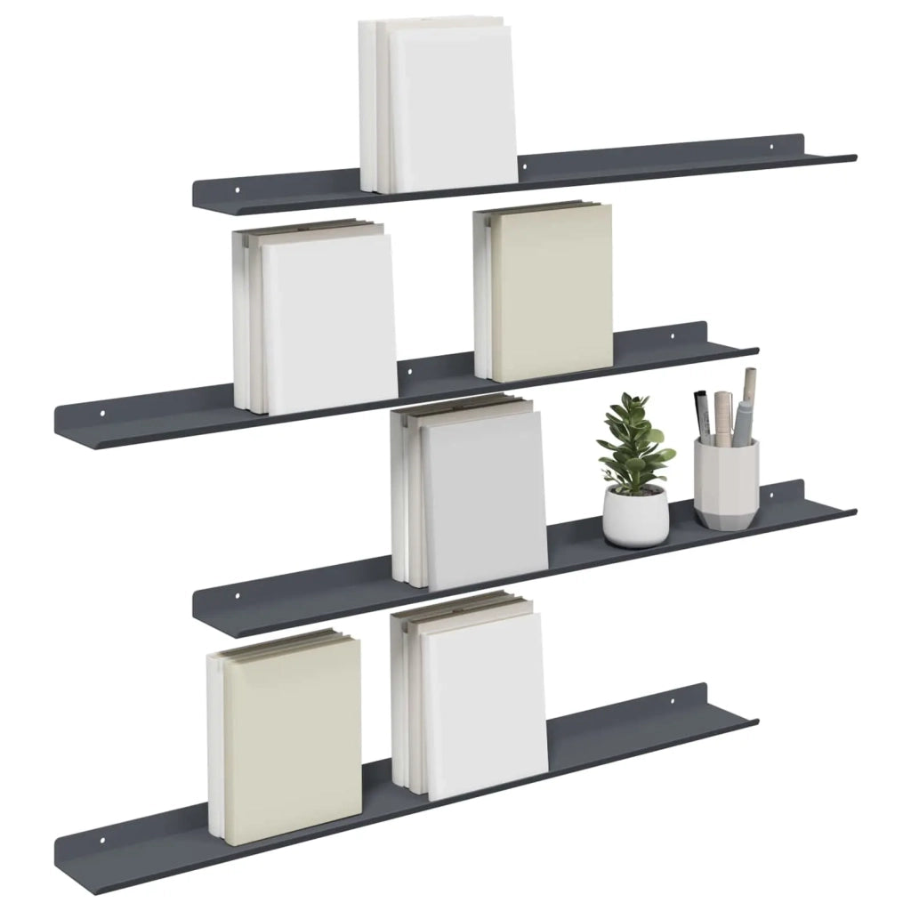 Mensola sospesa 4 pcs Antracite 80 x 9 x 2,5 cm Acciaio
