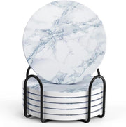 Sostegni da pavimento da 6 - stile marmo - 10 cm - bianco - ceramici