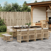 Set da Pranzo da Giardino 13 pz con Cuscini Beige in Polyrattan 3210982