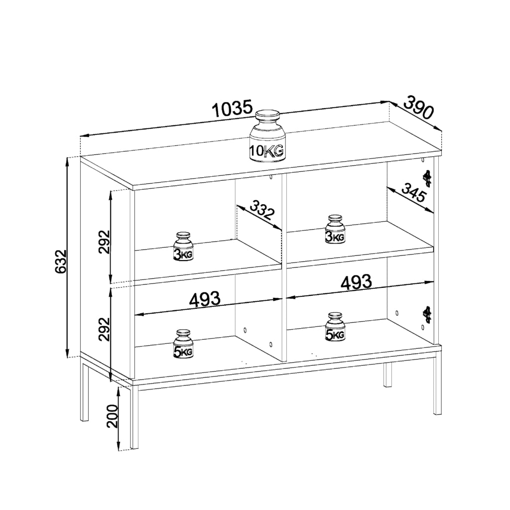 Komodee Cassettiera Laval K104 LED Nero/Rovere Wotan 104x83x39 cm