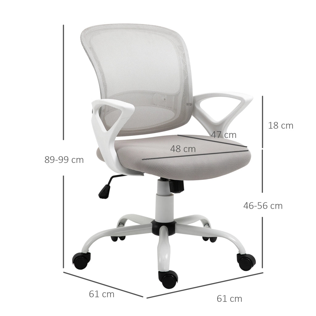 EasyComfort Sedia da Ufficio Basculante in Tessuto a Rete Grigio, Sedia da Scrivania Ergonomica e Girevole con Altezza Regolabile