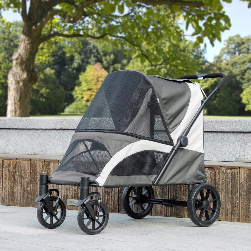 Carrello per Cani Pieghevole per Cani Grandi ¨C zephmum ¨C 4 Ruote Grigio Scuro