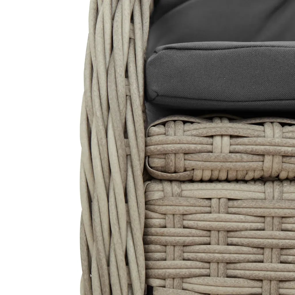 Set Pranzo da Giardino 5pz con Cuscini Grigio Chiaro Polyrattan 3263035