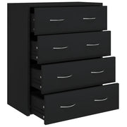 Credenza | Madia | Buffet da pranzo | Armadio da pranzo con 4 Cassetti 60x30,5x71 cm Nera