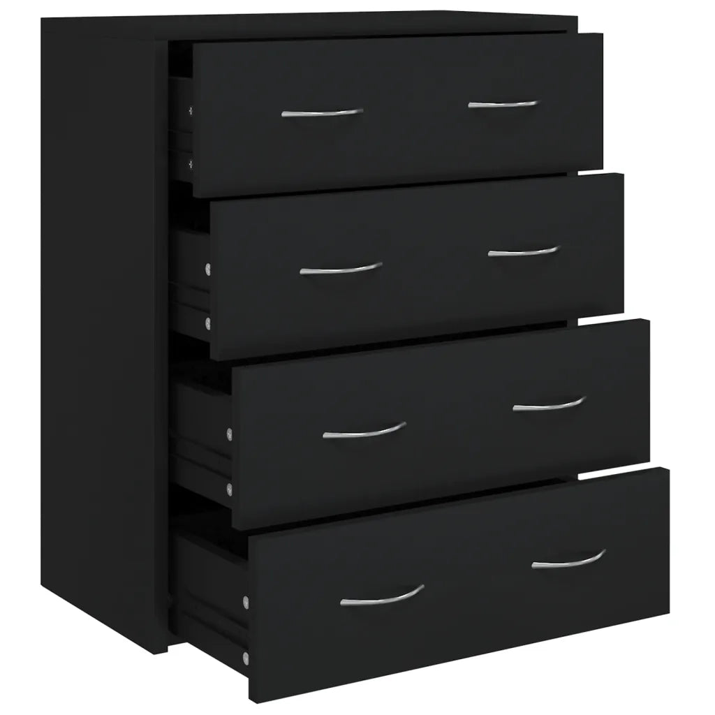 Credenza | Madia | Buffet da pranzo | Armadio da pranzo con 4 Cassetti 60x30,5x71 cm Nera