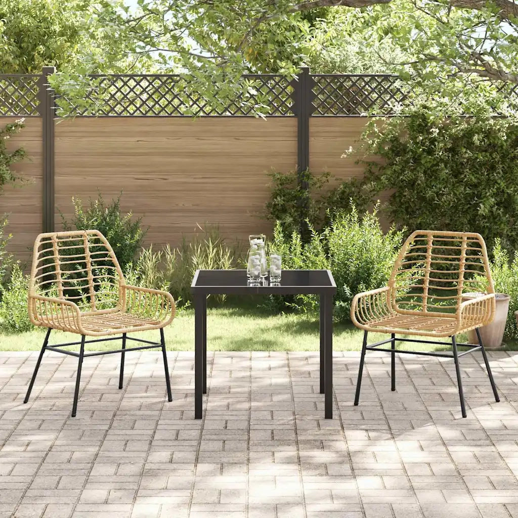 Set da Pranzo per Giardino 3 pcs Marrone polyrattan 3380848