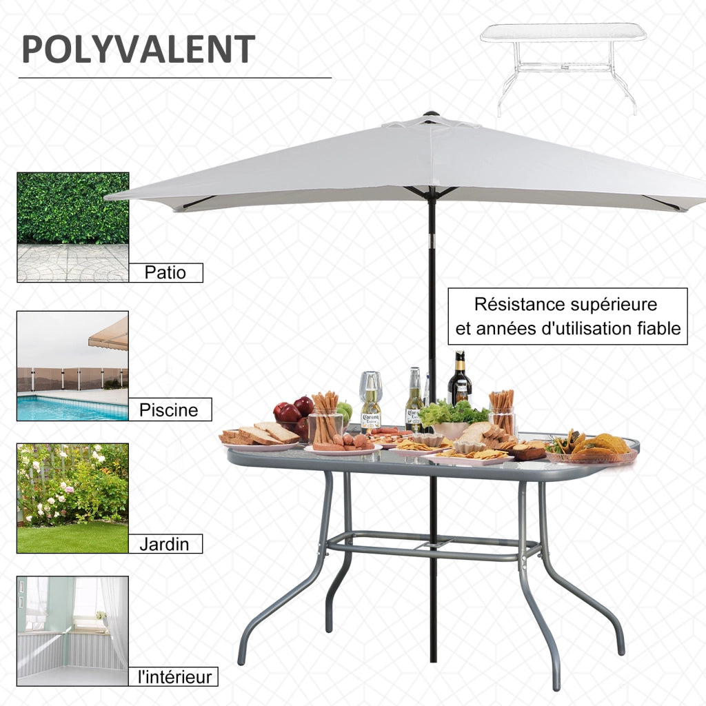 Tavolo da giardino rettangolare ¨C Minimal ¨C Grigio, metallo, vetro temperato, 120x80x70