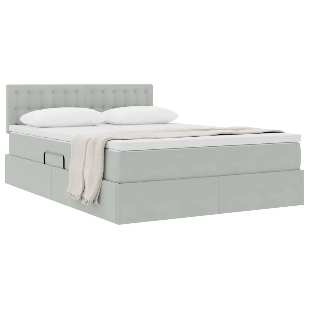 Letto con Contenitore Grigio chiaro 140 x 200 cm Velluto 3370881