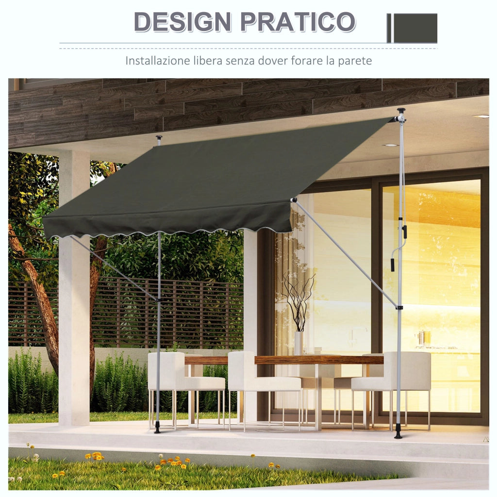 Tenda da Sole 3x1.5 m ¨C Zephmum ¨C Grigio Poliestere Metallo
