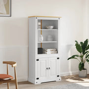 Credenza-Buffet-Armadio da cucina in Legno di Pino Messicano Corona Bianco 80x40x170 cm