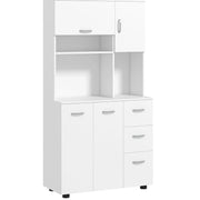 Credenza da cucina 89x39,5x168 cm bianca, 3 cassetti, 3 ripiani