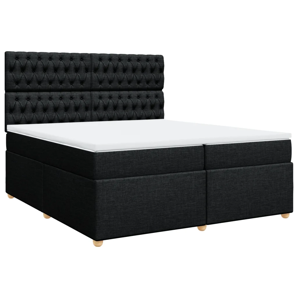 Giroletto a Molle con Materasso Nero 200x200 cm in Tessuto