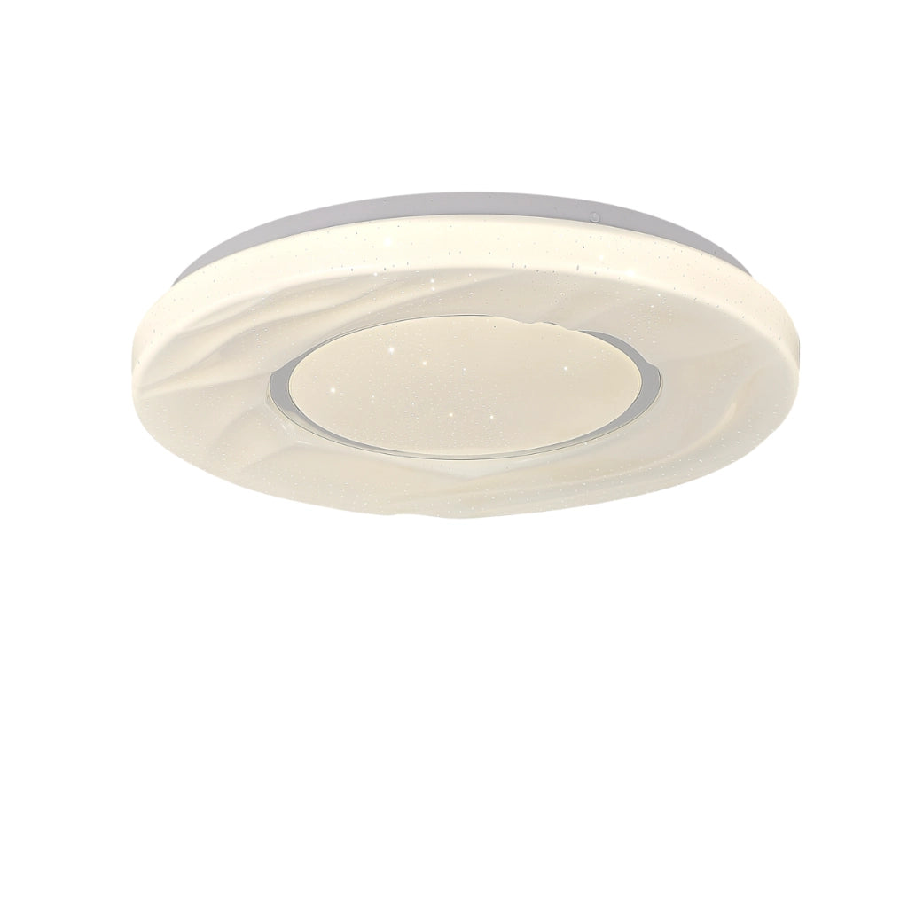 Plafoniera LED Tenaro bianca tonda 26cm 12W effetto stelle