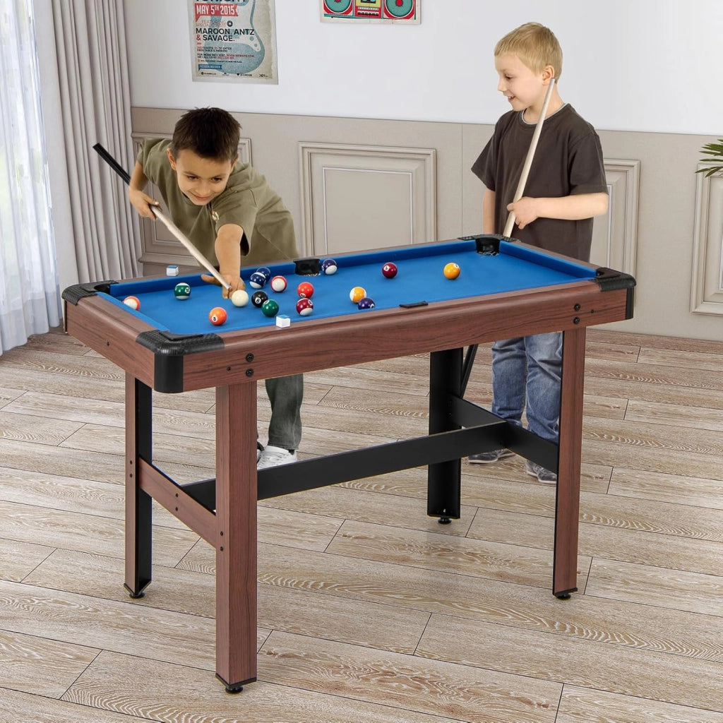 Tavolo da Biliardo, Tavolo da Gioco Biliardo in Legno con Set di Palline 2 Steccette 2 Gessi Triangolo Spazzola, Mini Tavolo da Biliardo per Sala Giochi bar Palestra, 122x61x76 cm
