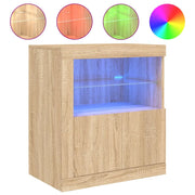 Credenza | Madia | Buffet da pranzo | Armadio da pranzo con Luci LED Rovere Sonoma 60,5x37x67 cm