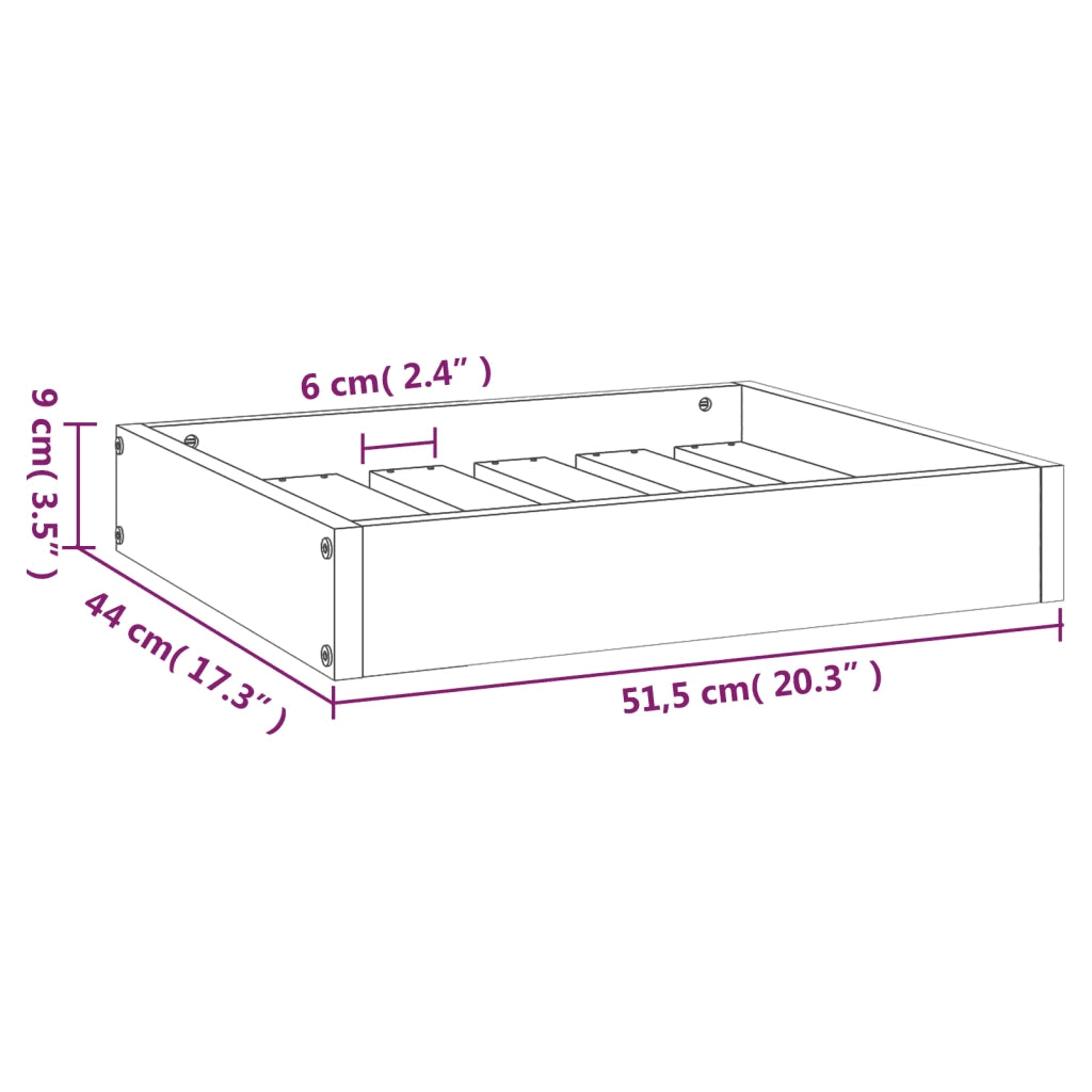 Cuccia per Cani Nera 51,5x44x9 cm in Legno Massello di Pino 820850