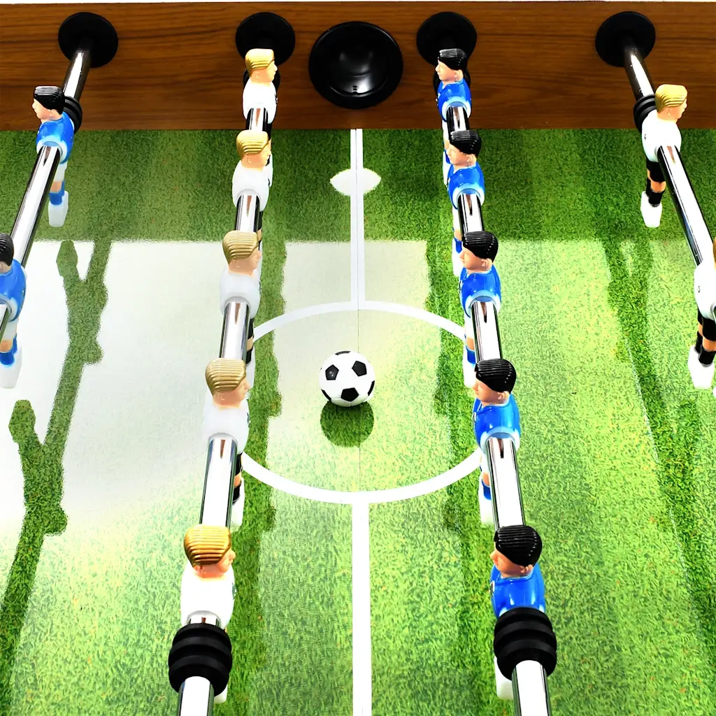 Tavolo Calcio Balilla Acciaio 140x74,5x87,5cm Marroncino e Nero CFW9450498