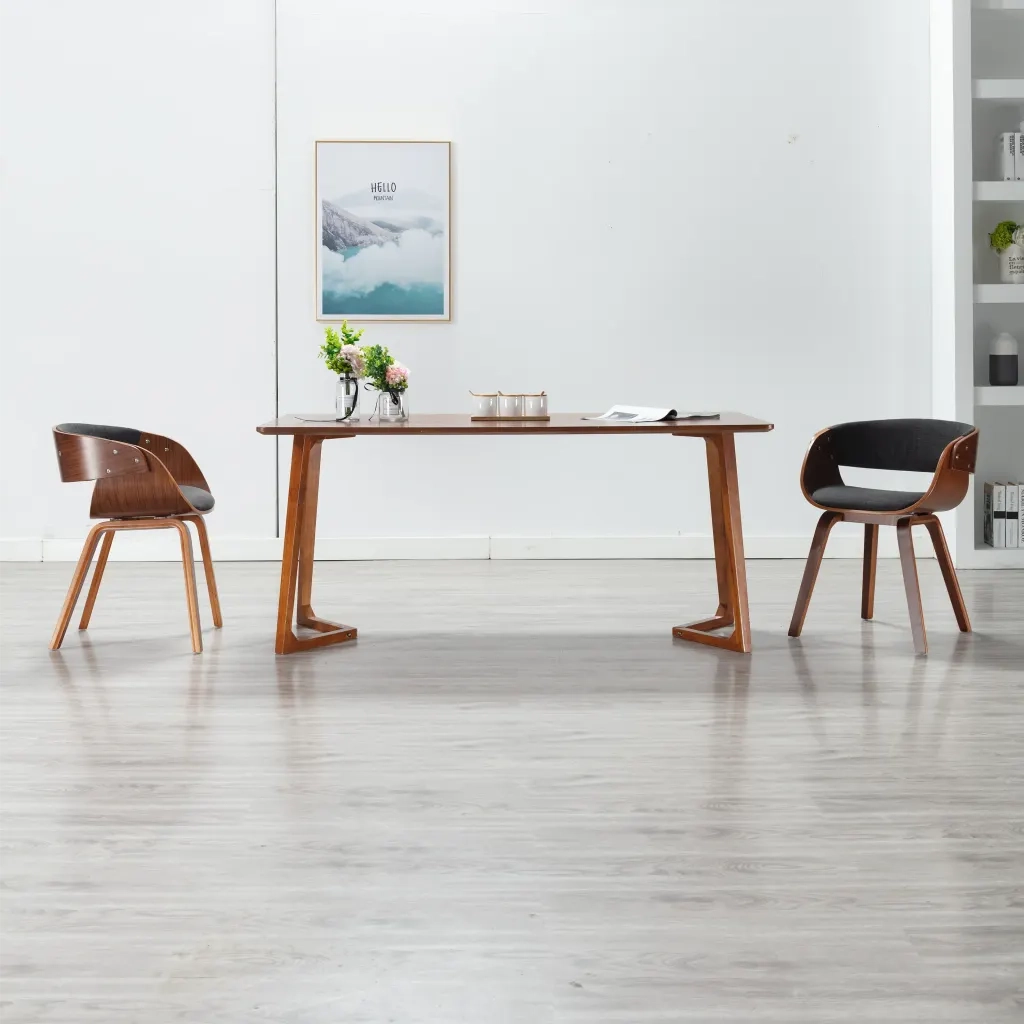 Sedia da Pranzo Grigia in Legno Curvato e Tessuto 283111
