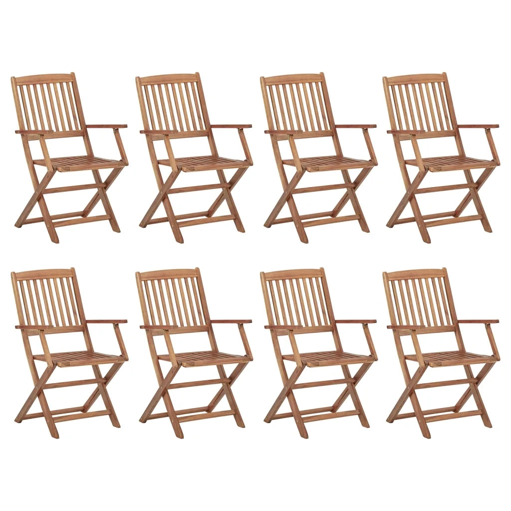Sedie da Giardino Pieghevoli 8 pz con Cuscini Massello Acacia 3075090