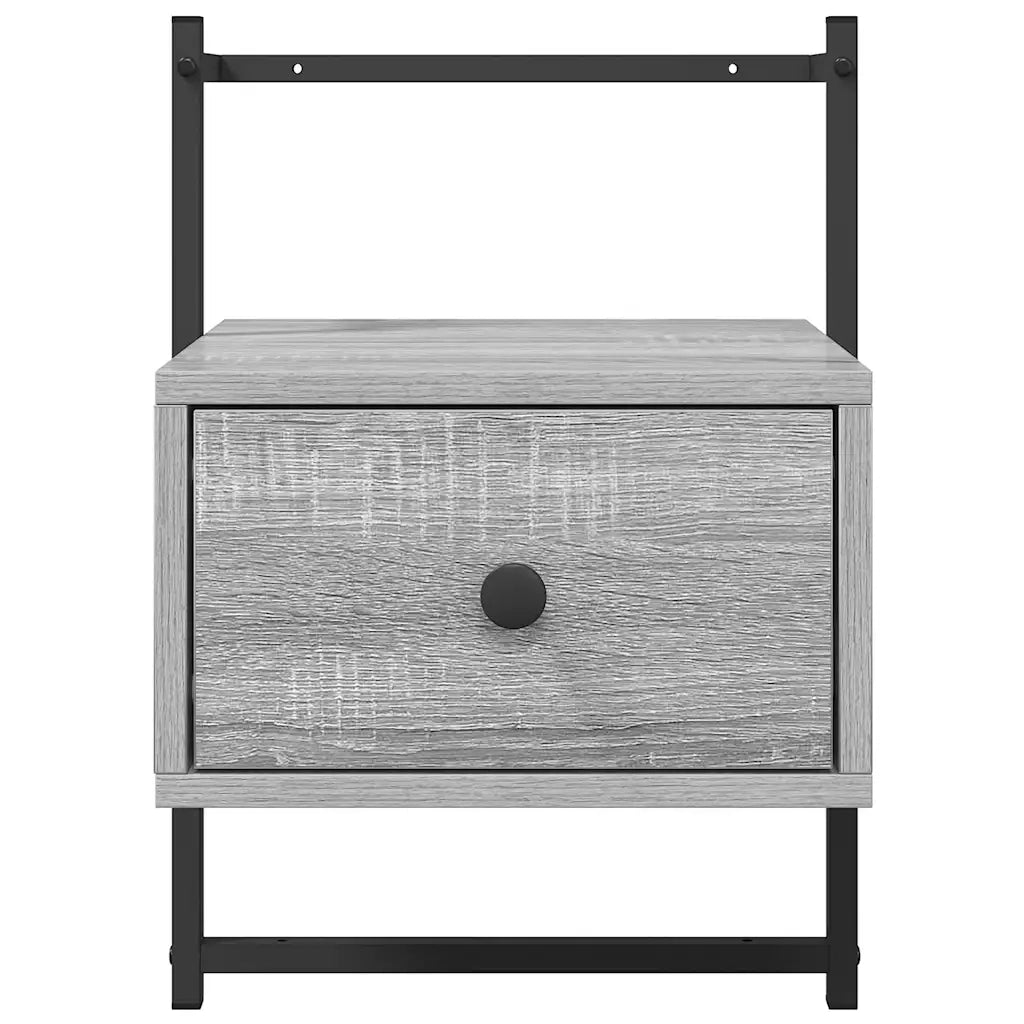 Comodino a Muro Grigio Sonoma 35x30x51 cm Legno Multistrato 833449