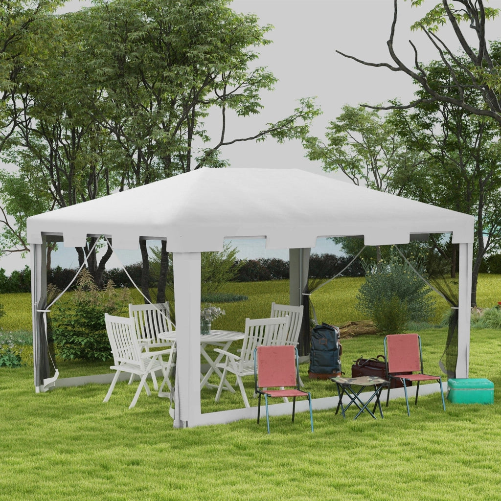 Tonnelle da giardino 3x4m ¨C zephmum ¨C bianco, con pareti in rete e 2 porte