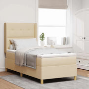 Letto a molle con materasso Crema 140 x 200 cm Tessuto