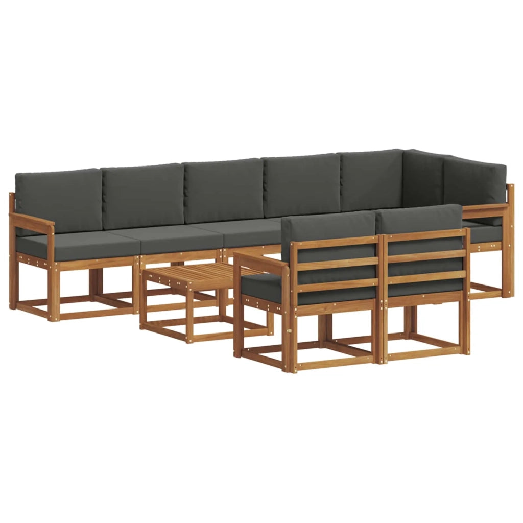 Set di divani da esterno con cuscino 9 pcs Naturale e Antracite 3366595