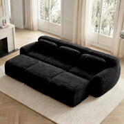 Divano modulare 3 posti senza telaio 291x179x73 cm in tessuto plush nero