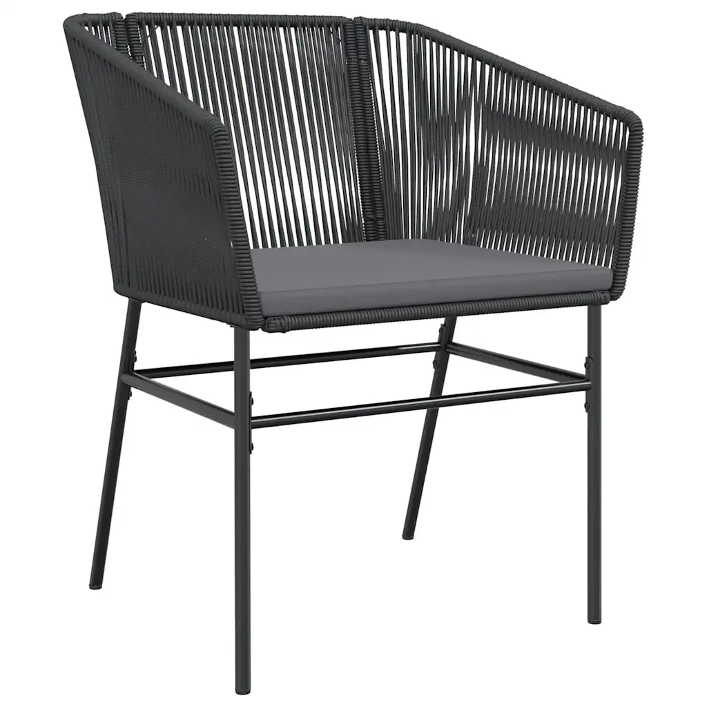 vidaXL Set Pranzo da Giardino 7 pz Nero con Cuscini Polyrattan Vetro
