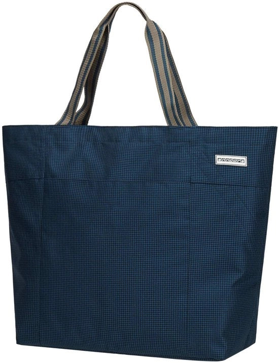 Borsa XXL per il Shopping Blu a Quadri - Trolley da Spiaggia 40 Litri con Maniglia per la Spalla Borsa per la Spesa