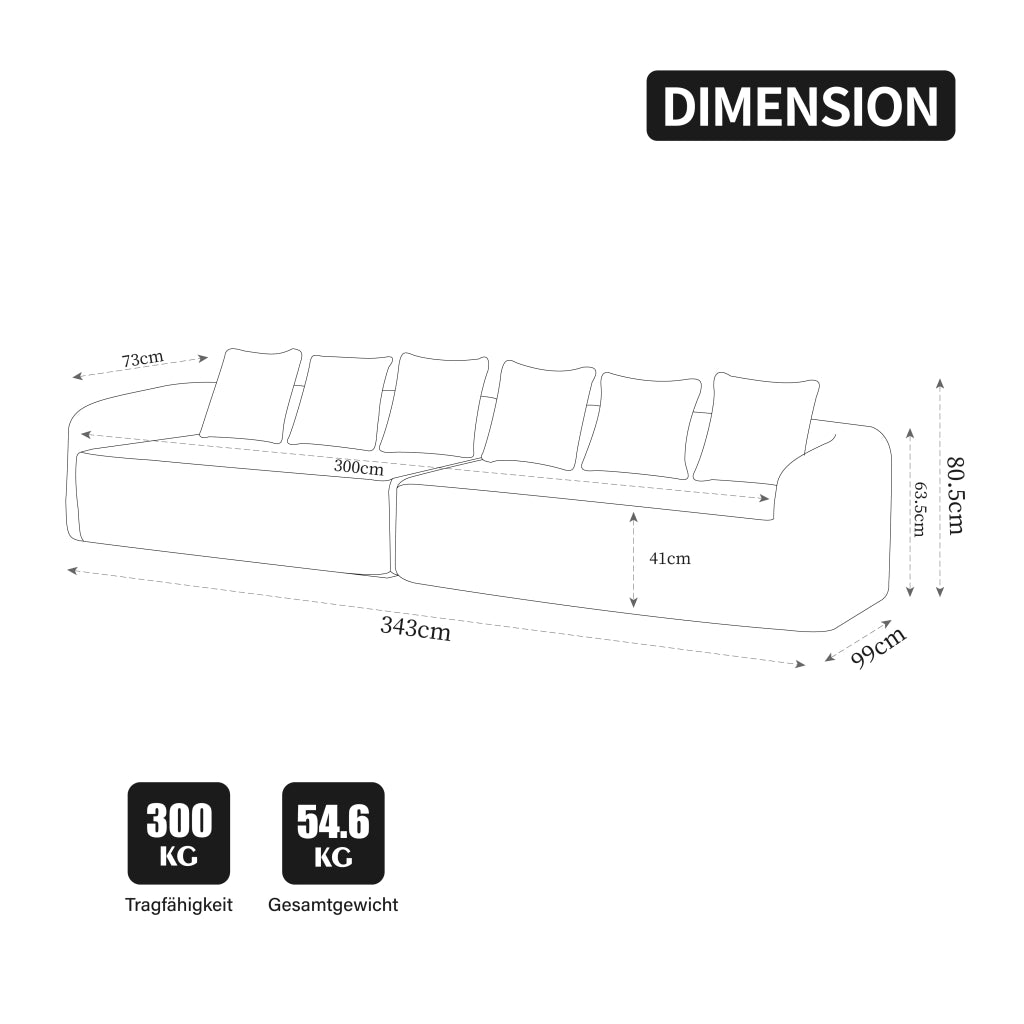 Divano con chaise longue in ciniglia kaki chiaro