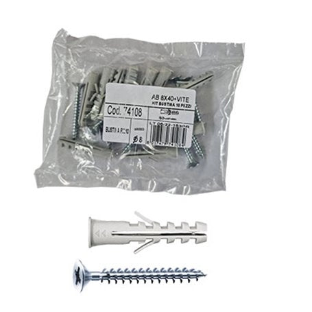 TASSELLO CON VITE E BORDO 'AVB-TC' IN BUSTA Ø 6x30, vite 4,5x40 - conf. 10 pezzi - TECFI