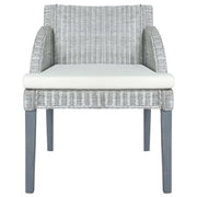 Sedia da Pranzo con Cuscino Grigio in Rattan Naturale 325485