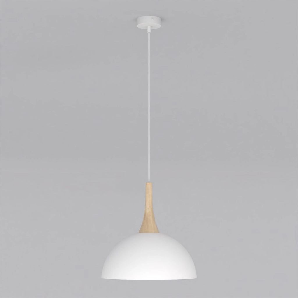 Lampada a sospensione Nautica in acciaio bianco e legno