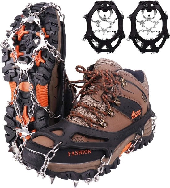 Cramponi con 19 denti in acciaio inossidabile per arrampicata/alpinismo/trekking/altitudini elevate/inverno/esterno