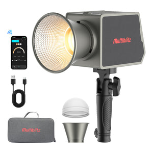 Multiblitz MB-PL Luce led portatile per fotografia 100W, Bicolore con temperatura da 2700K a 6500K, Batteria ricaricabile USB