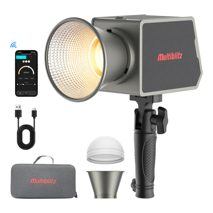 Multiblitz MB-PL Luce led portatile per fotografia 100W, Bicolore con temperatura da 2700K a 6500K, Batteria ricaricabile USB