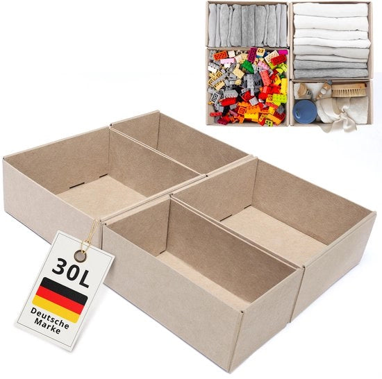 Organizzatore di cassetti in set da 4 pezzi - Riduzione dello spazio - Organizzatore di carrello in velluto