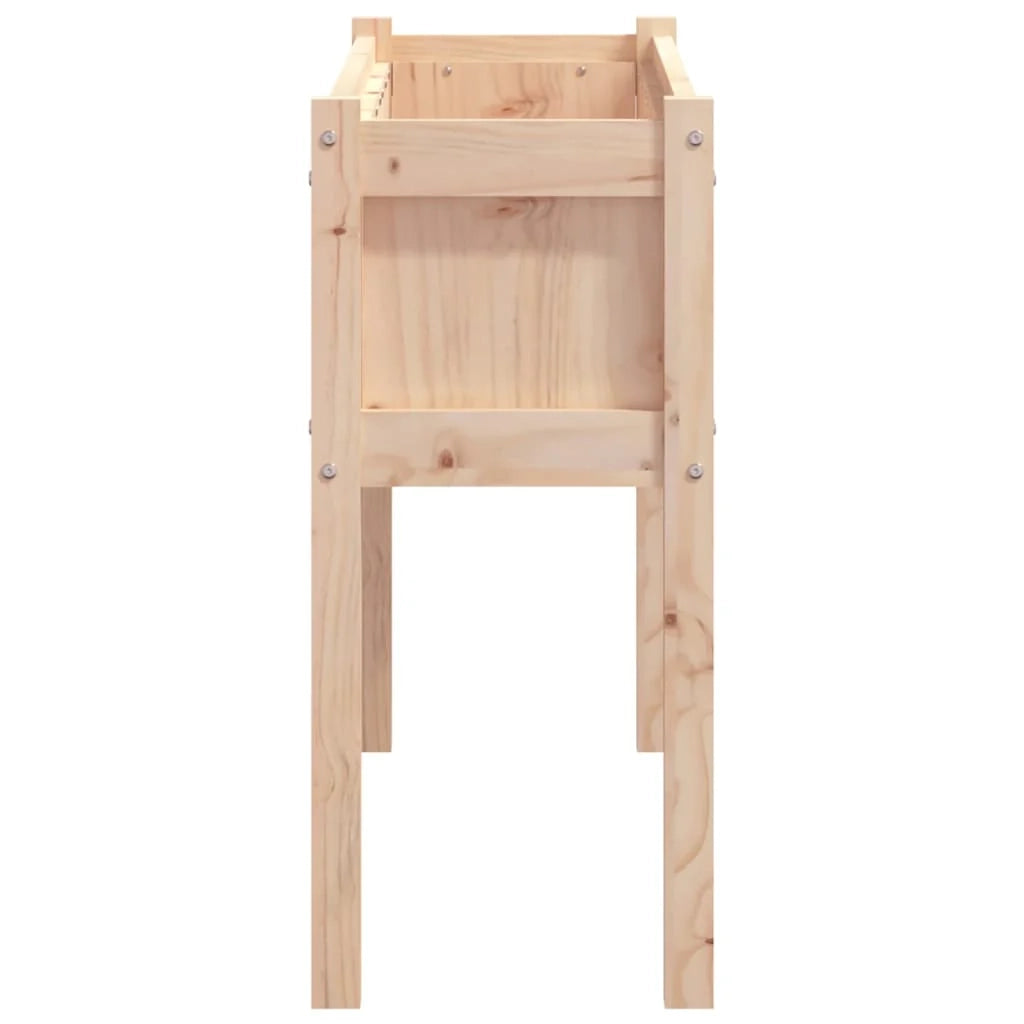 Fioriera rialzata per piante fiori giardino terrazze set da 2 con gambe in legno massello di pino marrone 02_0039020