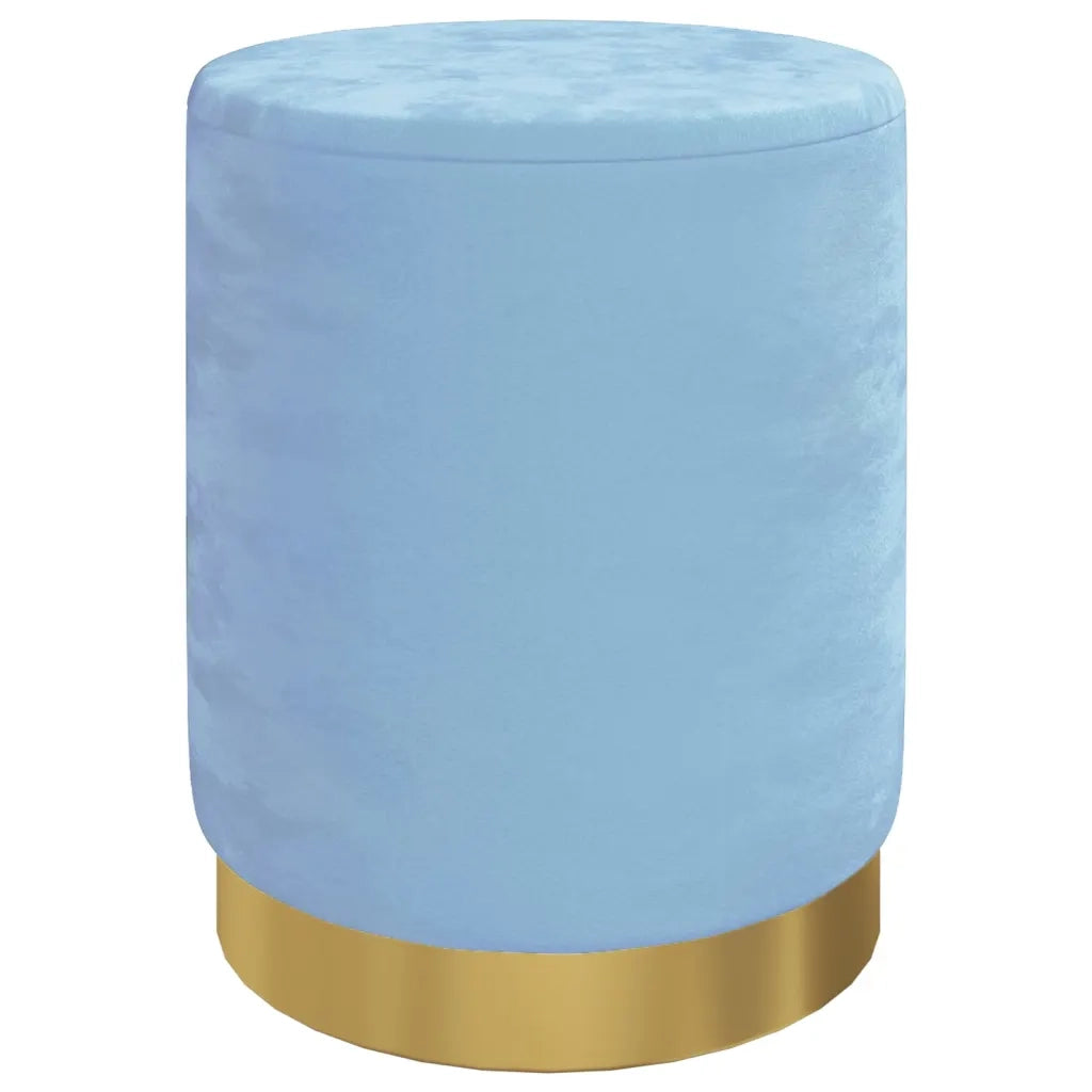 Sgabello Rotondo con Contenitore Azzurro in Velluto cod mxl 43076