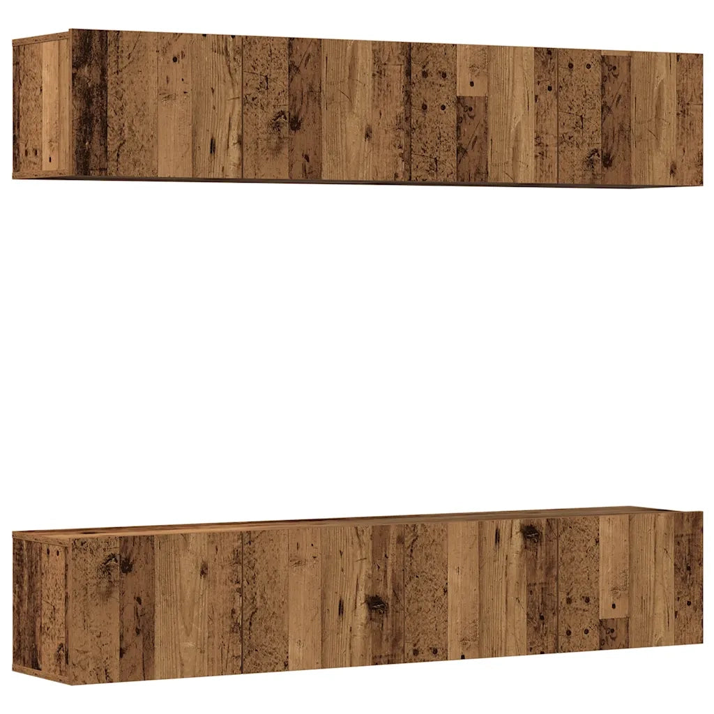 Mobili TV a Parete 4 pz Legno Antico in Legno Multistrato 3328943