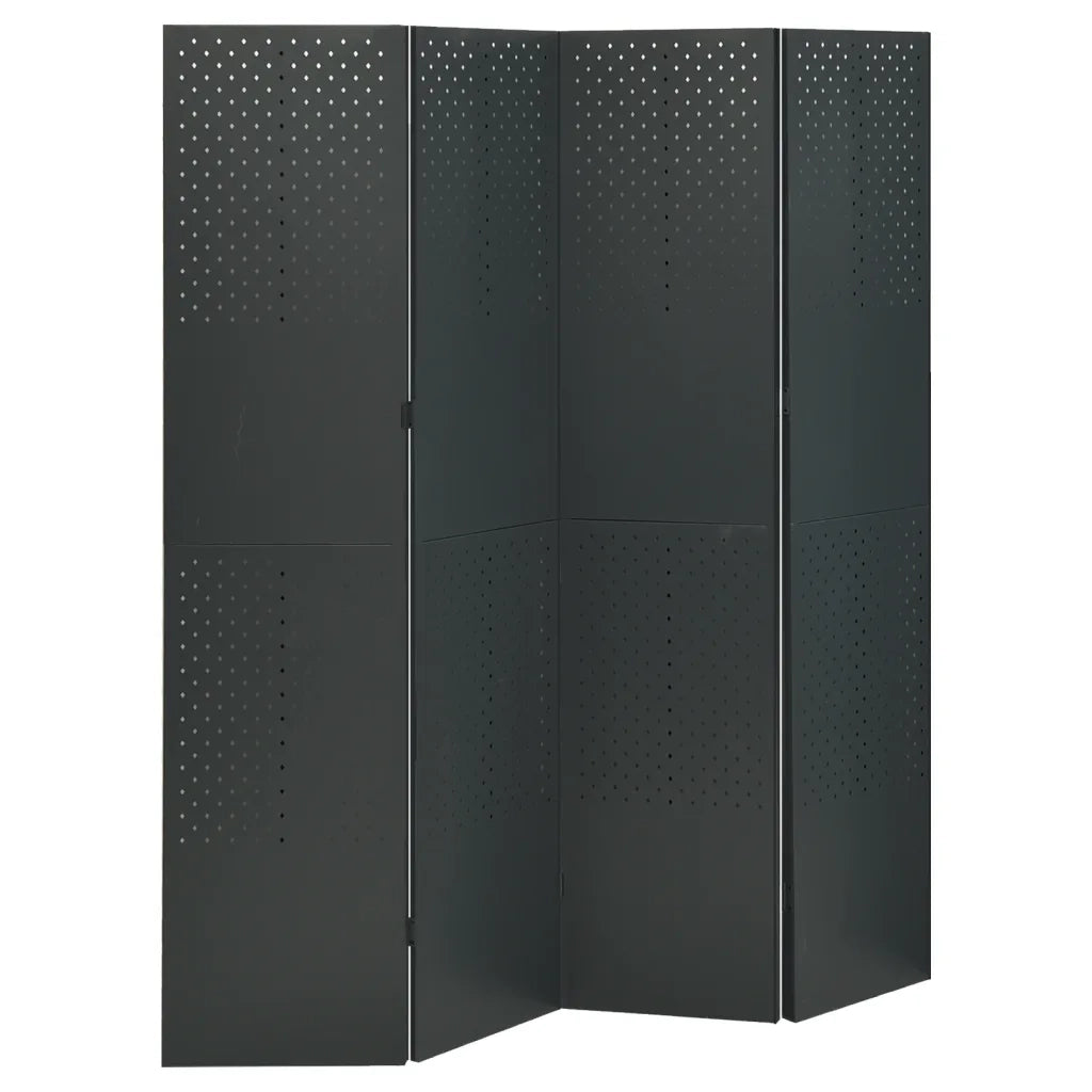 Paravento a 4 Pannelli Antracite 160x180 cm in Acciaio cod mxl 77997