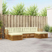 Set divani 6 pcs Naturale e Crema Legno di Acacia Massello