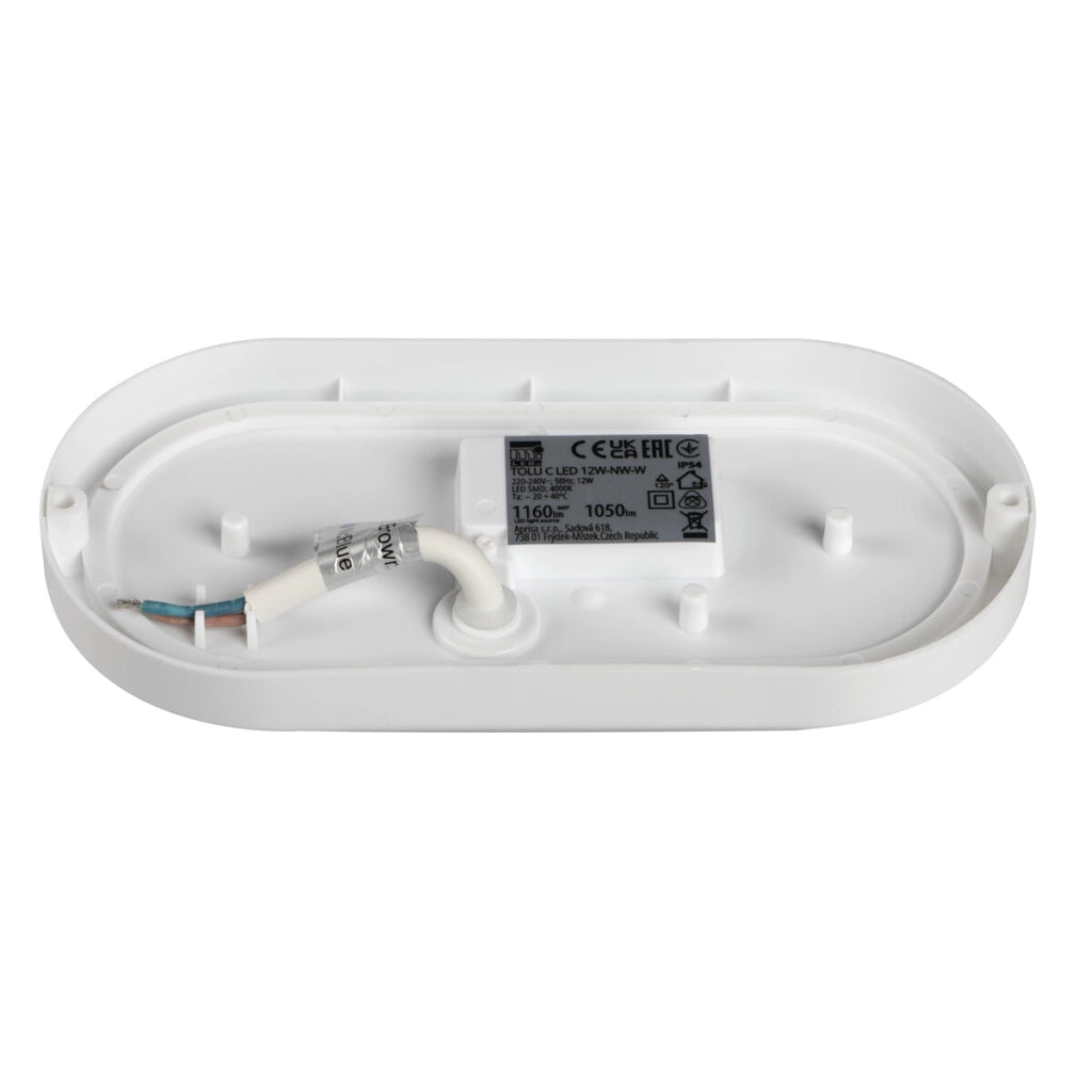Plafoniera ermetica TOLU C LED 12W 4000K IP54 bianca