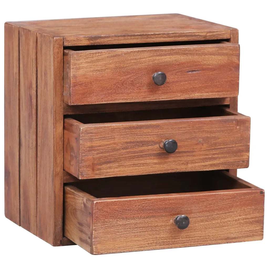 Comodino con 3 Cassetti 35x25x35 cm Legno Massello di Mogano 283938