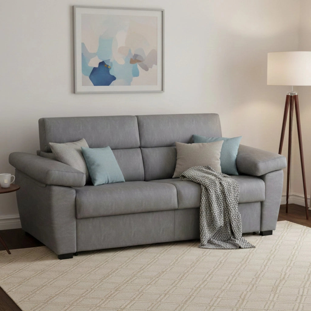 Trino, Divano Letto 3 Posti Sfoderabile Made in Italy, 225x95 cm Grigio Tortora